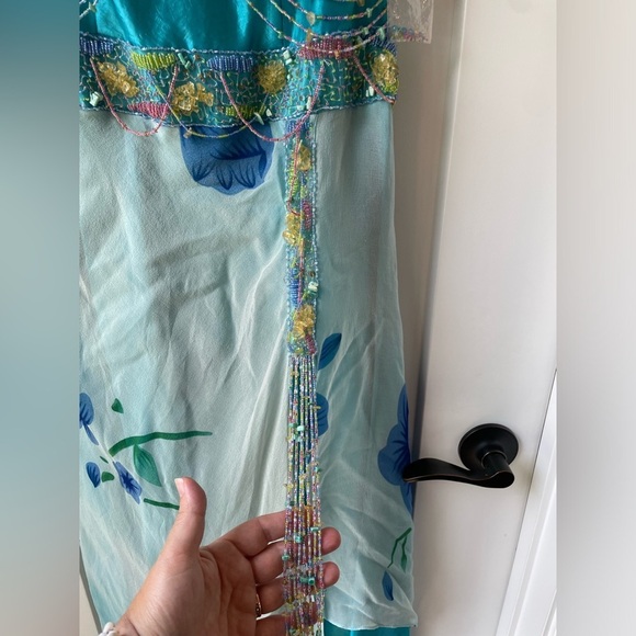 Vintage Y2K Silk Beaded Maxi Dress – Ibiza-Ready Glamour, Oceanic Elegance - Picture 5 of 14